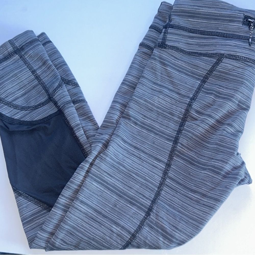 Lululemon Run: Inspire Crop II (Mesh) in Cyber Stripe Deep Coal Black - Picture 10 of 11